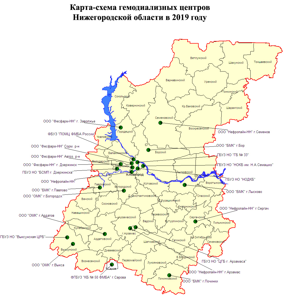 Подробная карта нижегородской области по районам подробная