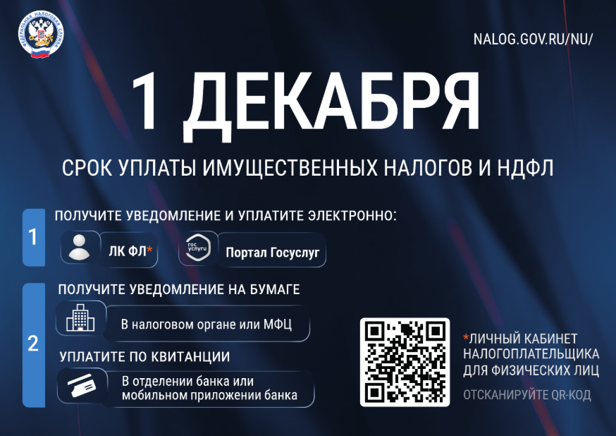 1 Декабря - срок уплаты налогов
