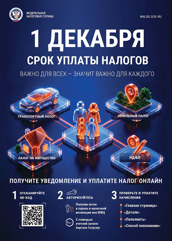 1 Декабря - срок уплаты налогов
